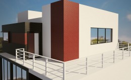 Modern private house exterior 3d